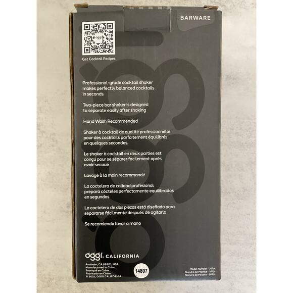 OGGI Stainless Steel & Glass Boston Cocktail Shaker 17 FL oz 500 ML - Picture 3 of 5